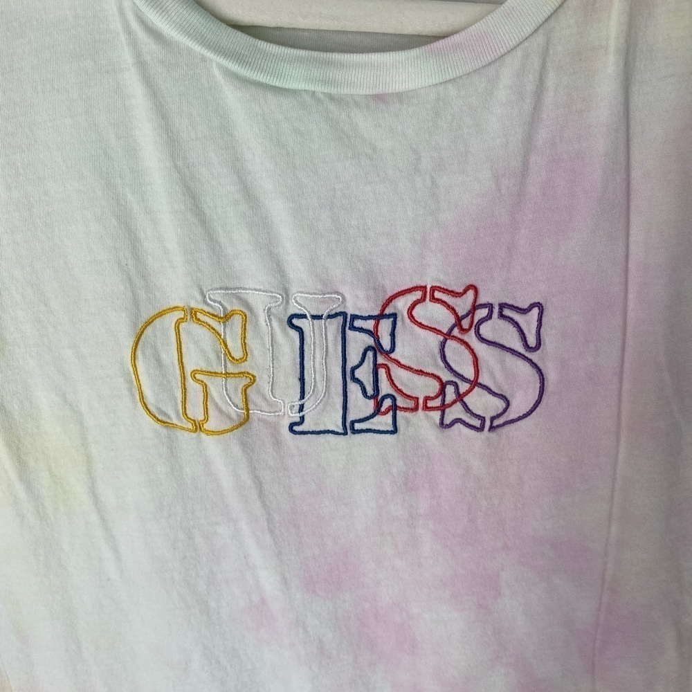 Guess Embroidered Logo Tie Dye T-Shirt Crew Neck - Picture 2 of 6